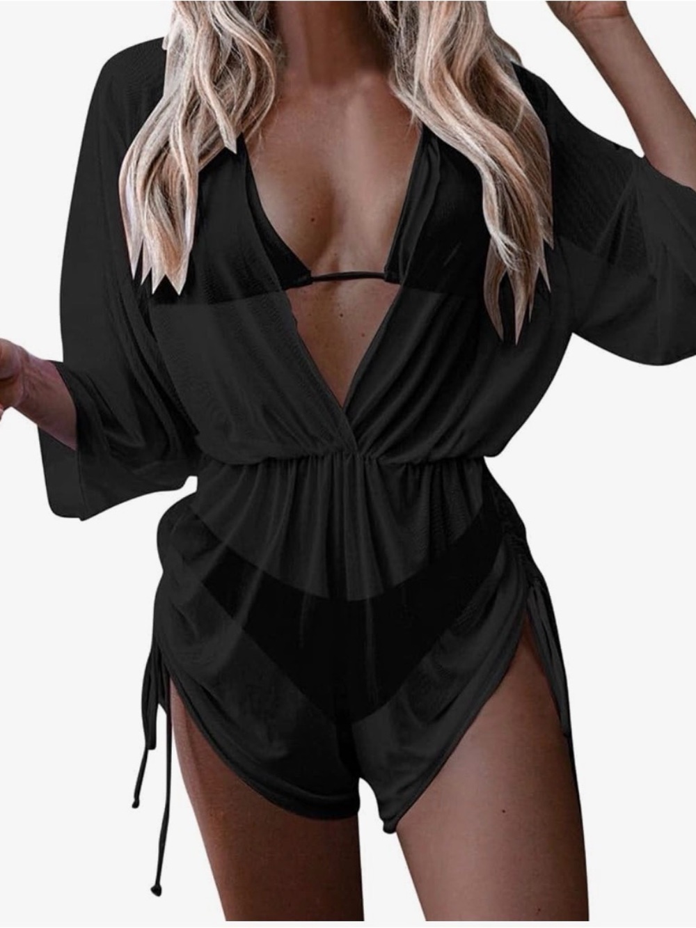 Amazon Essentials Black Women's Swim Coverup Romper